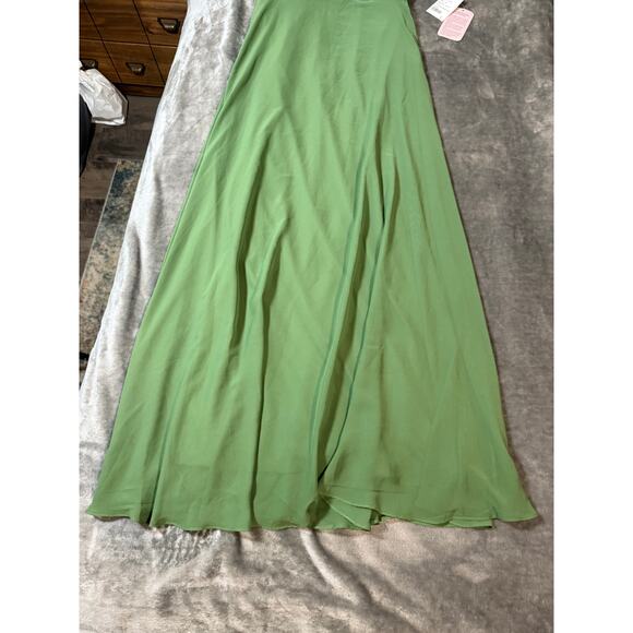 NWT After Six Deep V-Neck Chiffon Maxi‎ Dress Vineyard Green Size 8 R FLAW - Picture 10 of 13